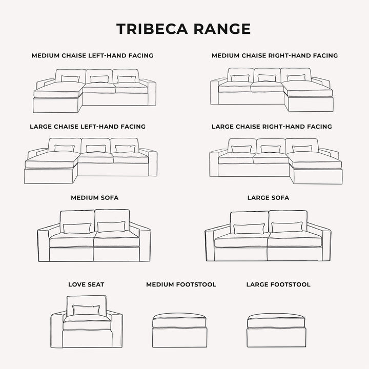 In Stock - Tribeca Ash Greige Medium Footstool MTO Sofa 