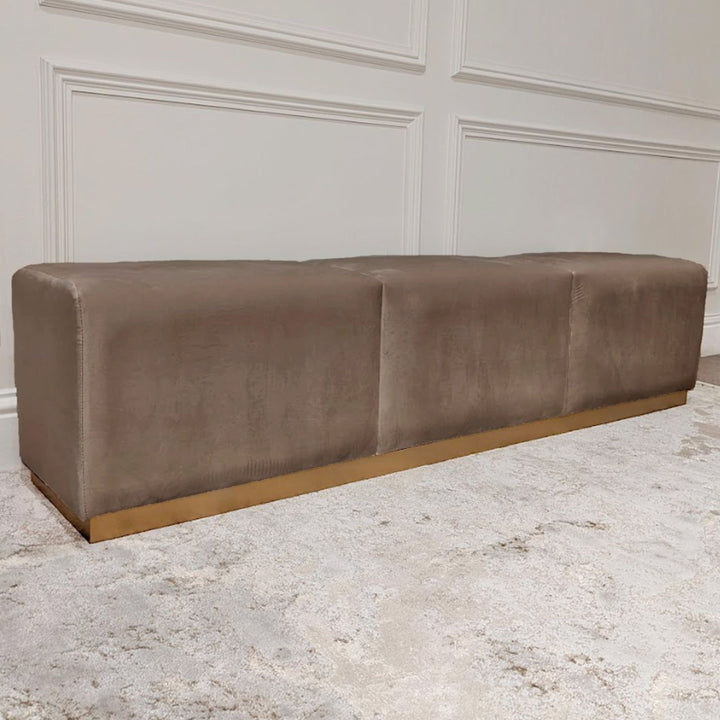 In Stock - Valentina Truffle & Gold Premium Upholstered Bench - Super King Furniture 