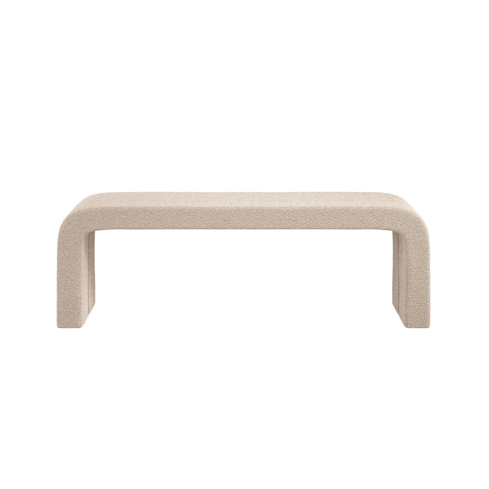 In Stock - Valiona Cream Boucle Curved Bench Furniture 