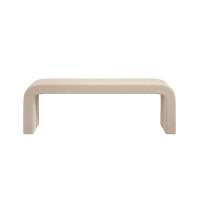 In Stock - Valiona Cream Boucle Curved Bench Furniture 