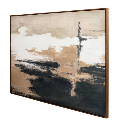 In Stock - Vannes Large Taupe & Black Abstract Framed Wall Art Accessories 