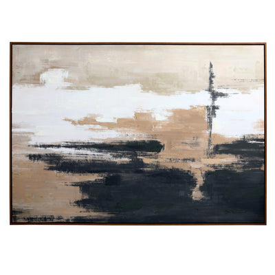 In Stock - Vannes Large Taupe & Black Abstract Framed Wall Art Accessories 