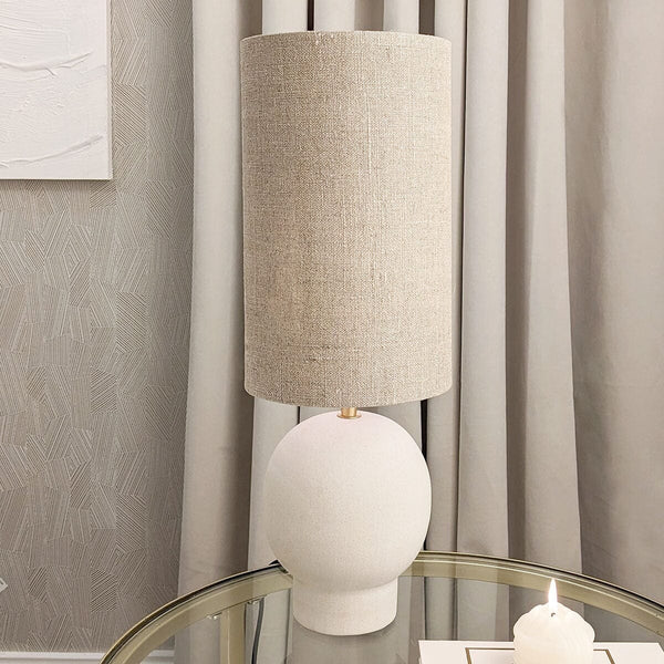 In Stock - Vitality Sandstone Marble Lamp with Linen Shade Lighting 