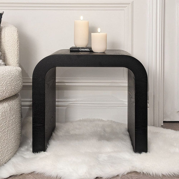 In Stock - Whittaker Black Curved Side Table Furniture 
