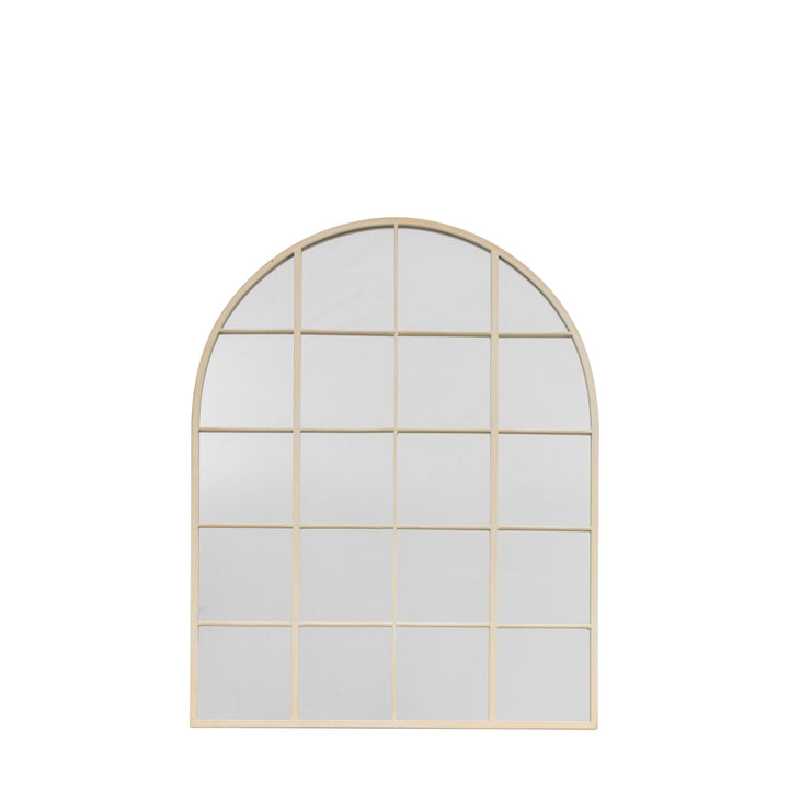 In Stock - Woburn Whitewashed Wooden Arched Top Window Mirror 