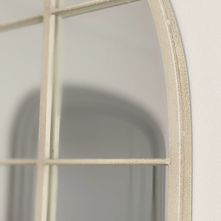 In Stock - Woburn Whitewashed Wooden Arched Top Window Mirror 