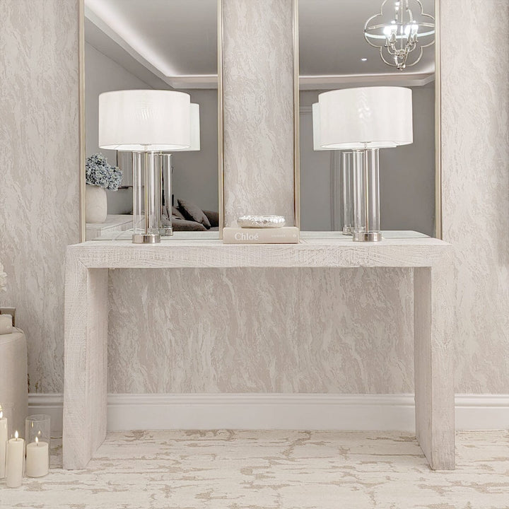 In Stock - Zenica Luxury Whitewash Console Table Furniture 