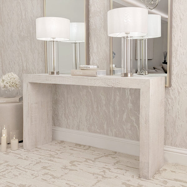 In Stock - Zenica Luxury Whitewash Console Table Furniture 