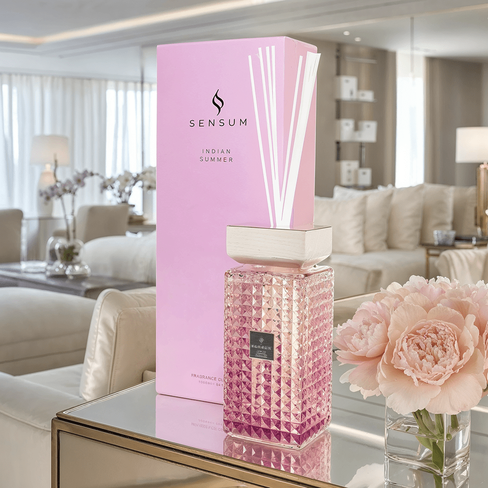Pink Reed Diffuser Box Indian Summer Large Pink & White Luxury Reed Diffuser - 1000ml – Rowen ...