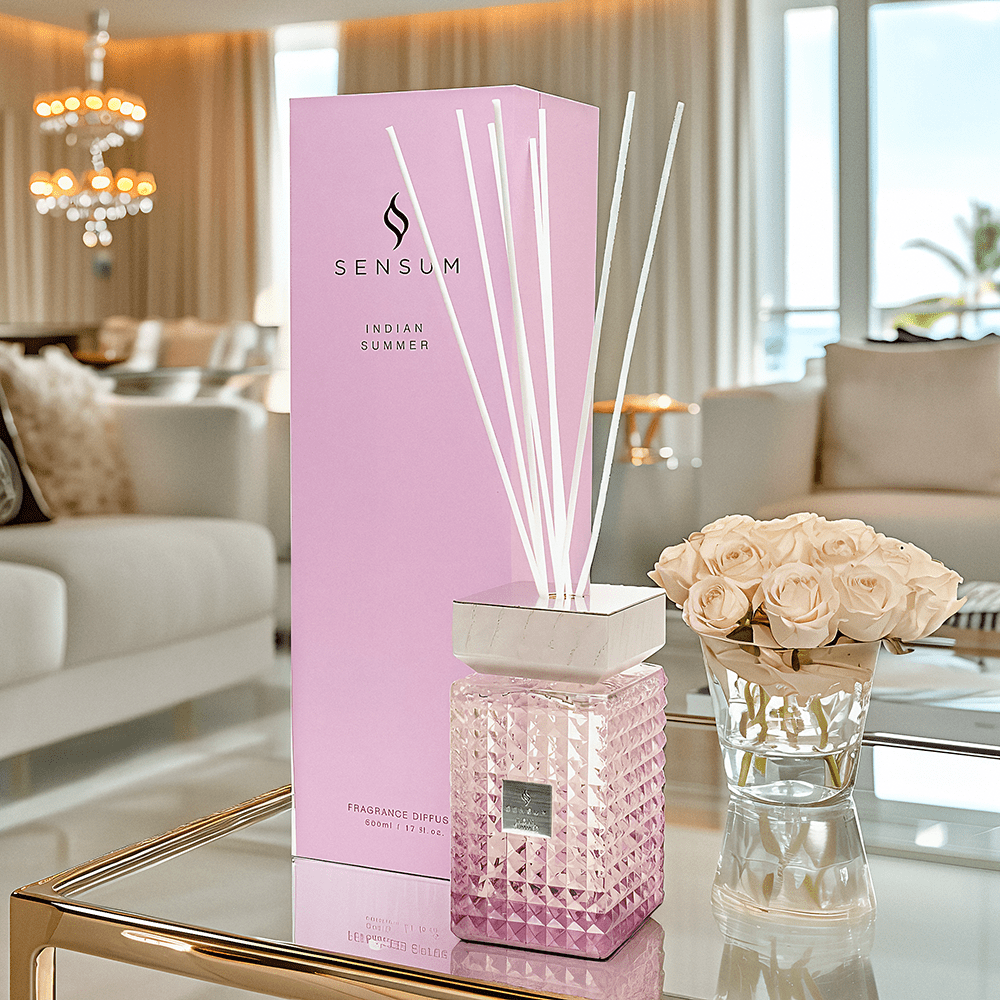 Pink Reed Diffuser Box Indian Summer Pink & White Luxury Reed Diffuser - 500ml – Rowen Homes