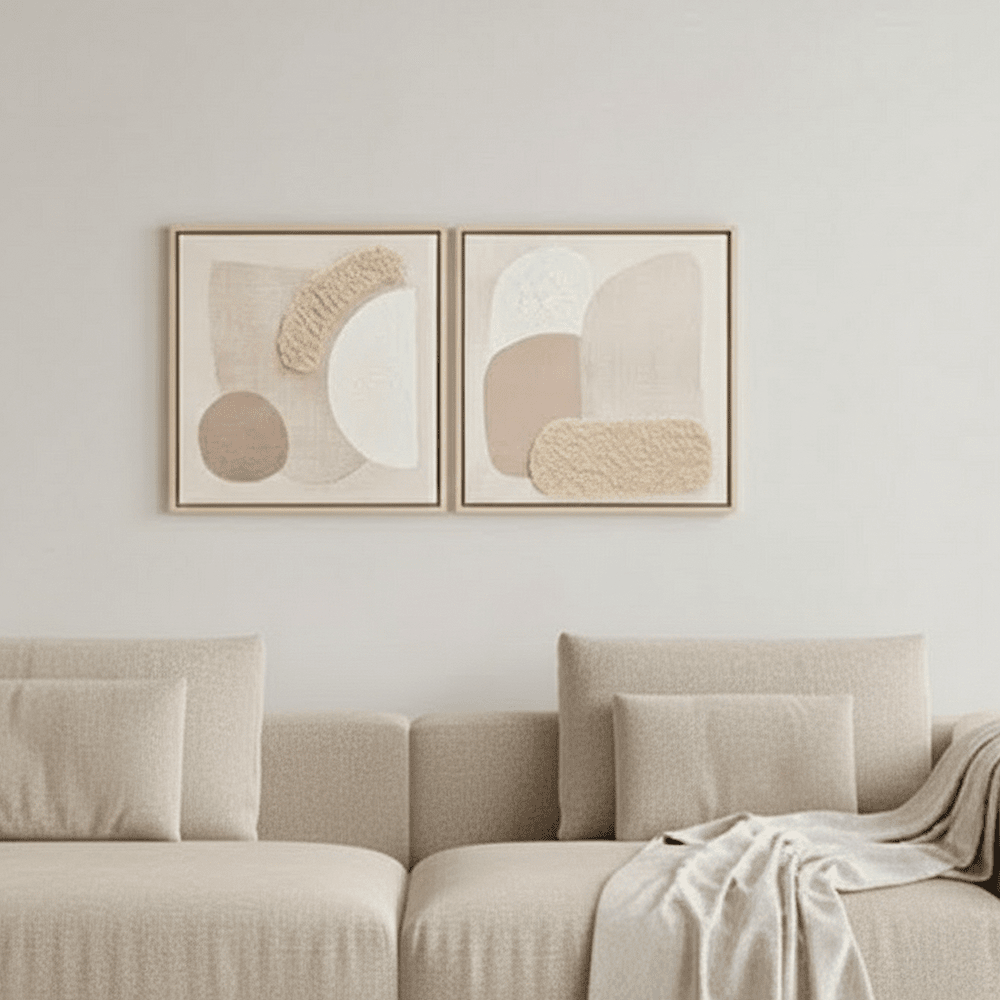 Ione Neutral Textured Abstract Wall Art - Set of 2 Accessories 