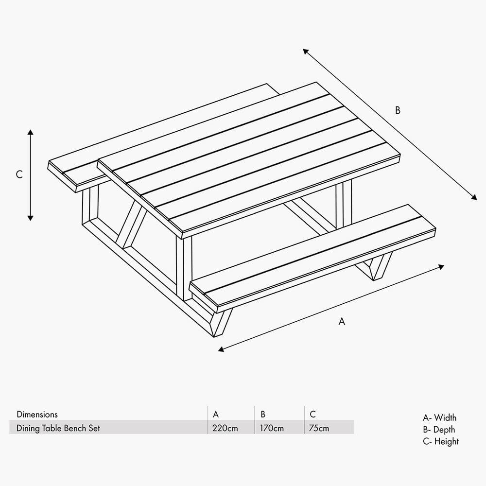 Irwell Lightwash Wood Outdoor Bench Set Outdoor 