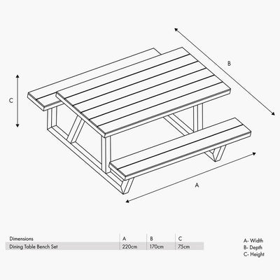 Irwell Lightwash Wood Outdoor Bench Set Outdoor 