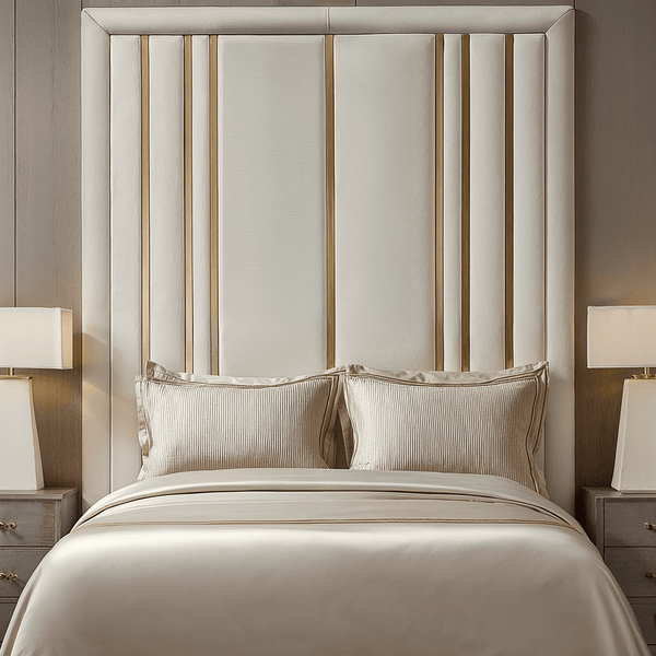 Isabelle Luxury Cream Velvet Headboard with Gold Detailing Beds and Headboards 