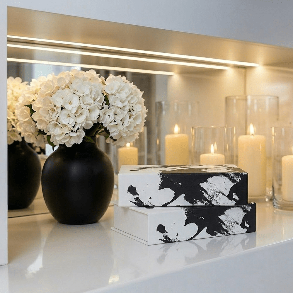 Isadora Abstract Monochrome Book Boxes- Set of 2 Accessories 