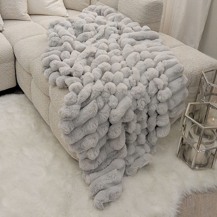 Shop Isla Grey Chunky Ribbed Faux Fur Throw – Rowen Homes