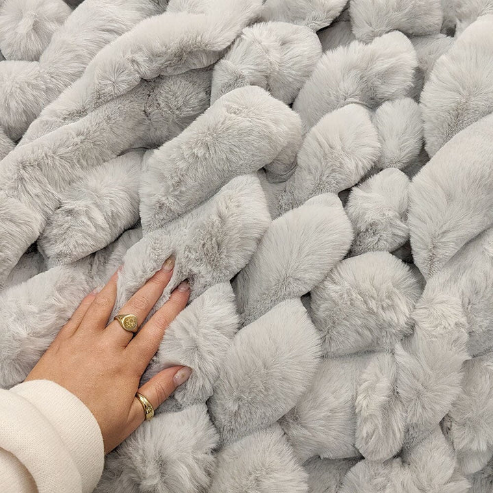 Isla Grey Chunky Ribbed Faux Fur Throw Textiles 