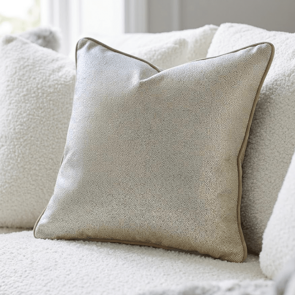 Islington Beige Metallic Cushion - 43x43cm Textiles 