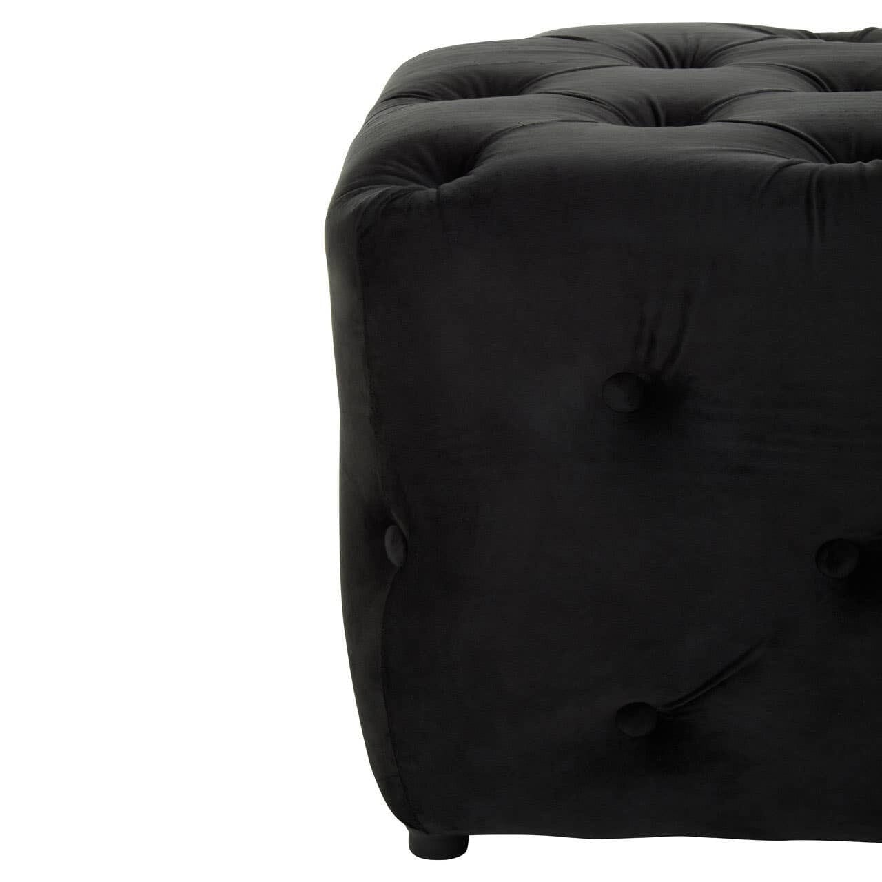Ismerie Black Velvet Buttoned Bench Furniture 