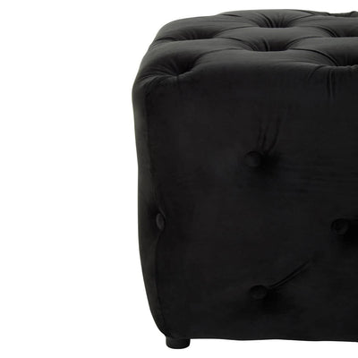 Ismerie Black Velvet Buttoned Bench Furniture 
