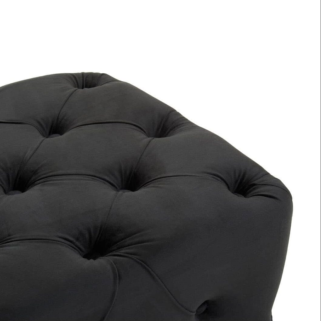 Ismerie Black Velvet Buttoned Bench Furniture 