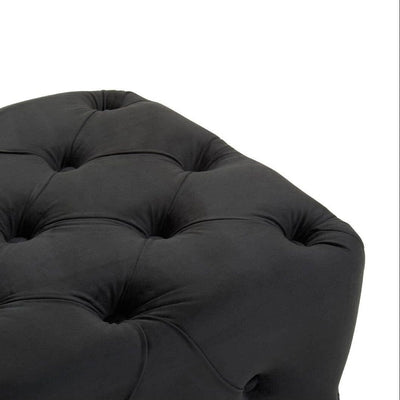 Ismerie Black Velvet Buttoned Bench Furniture 