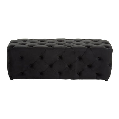 Ismerie Black Velvet Buttoned Bench Furniture 