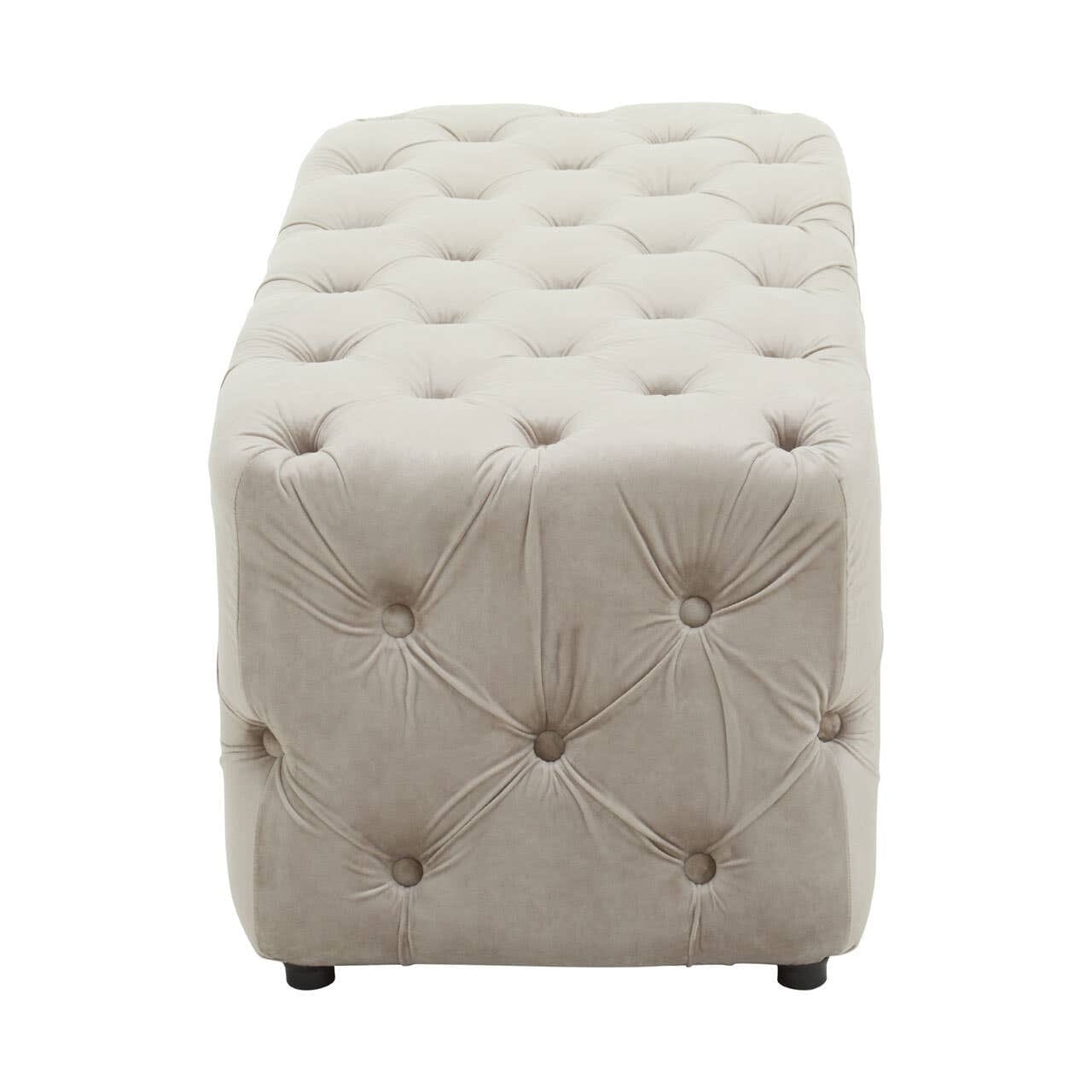 Ismerie Greige Velvet Buttoned Bench Sofa 