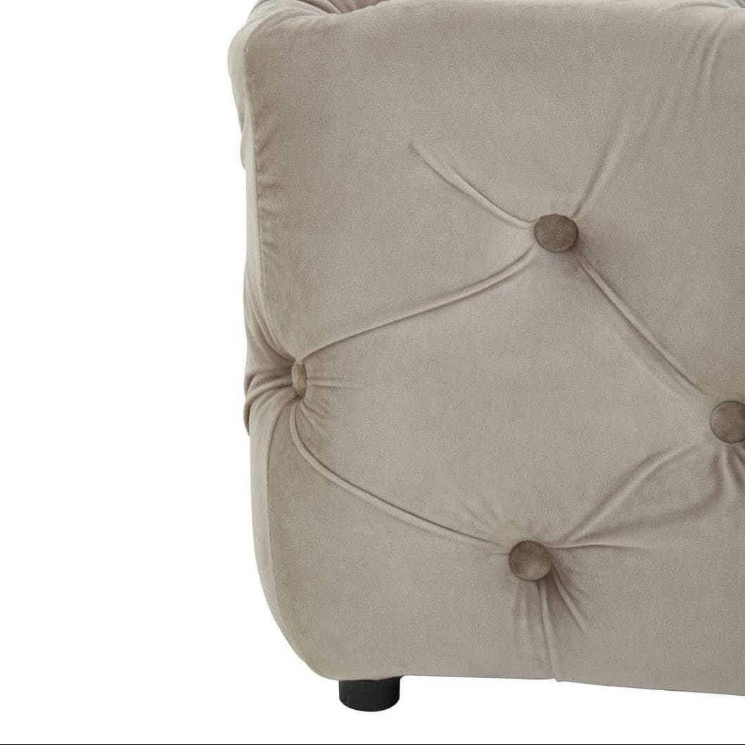 Ismerie Greige Velvet Buttoned Bench Sofa 