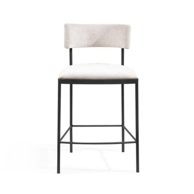Isolde Greige Upholstered Bar Stool With Black Legs Furniture 