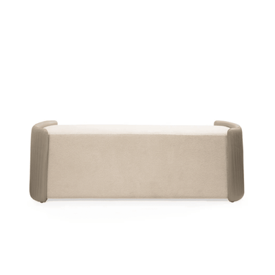 Ivenne Beige Textured Chenille Bench with Leather Accents Furniture 