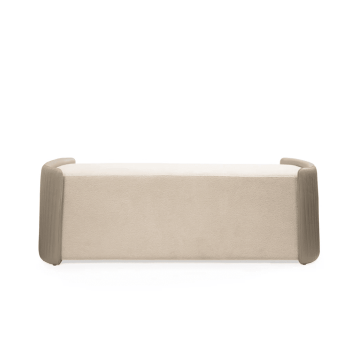 Ivenne Beige Textured Chenille Bench with Leather Accents Furniture 