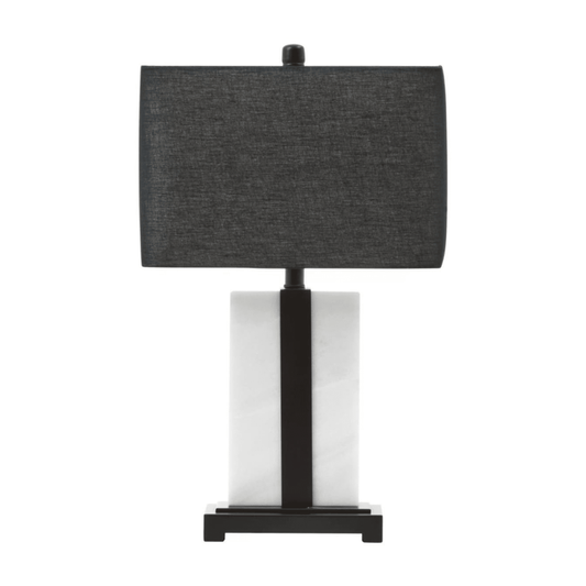 Ives Marble Base Table Lamp with Black Linen Shade Lighting 