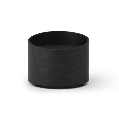 Ivillia Black Round Wooden Bedside Table Furniture 
