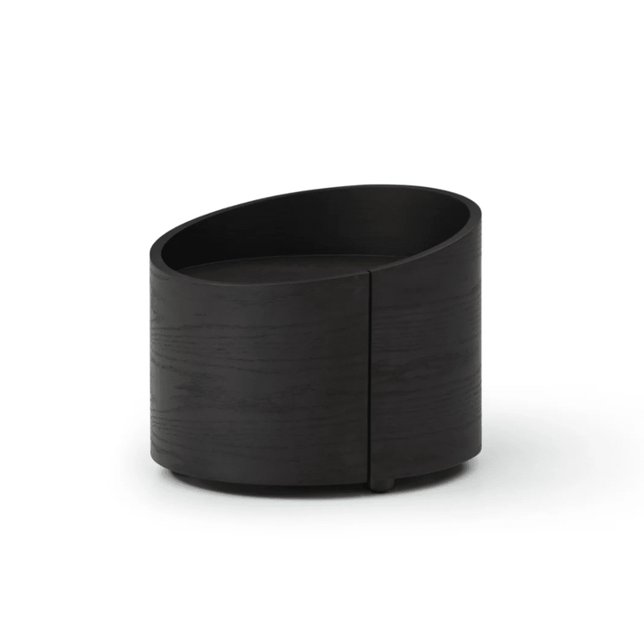 Ivillia Black Round Wooden Bedside Table Furniture 