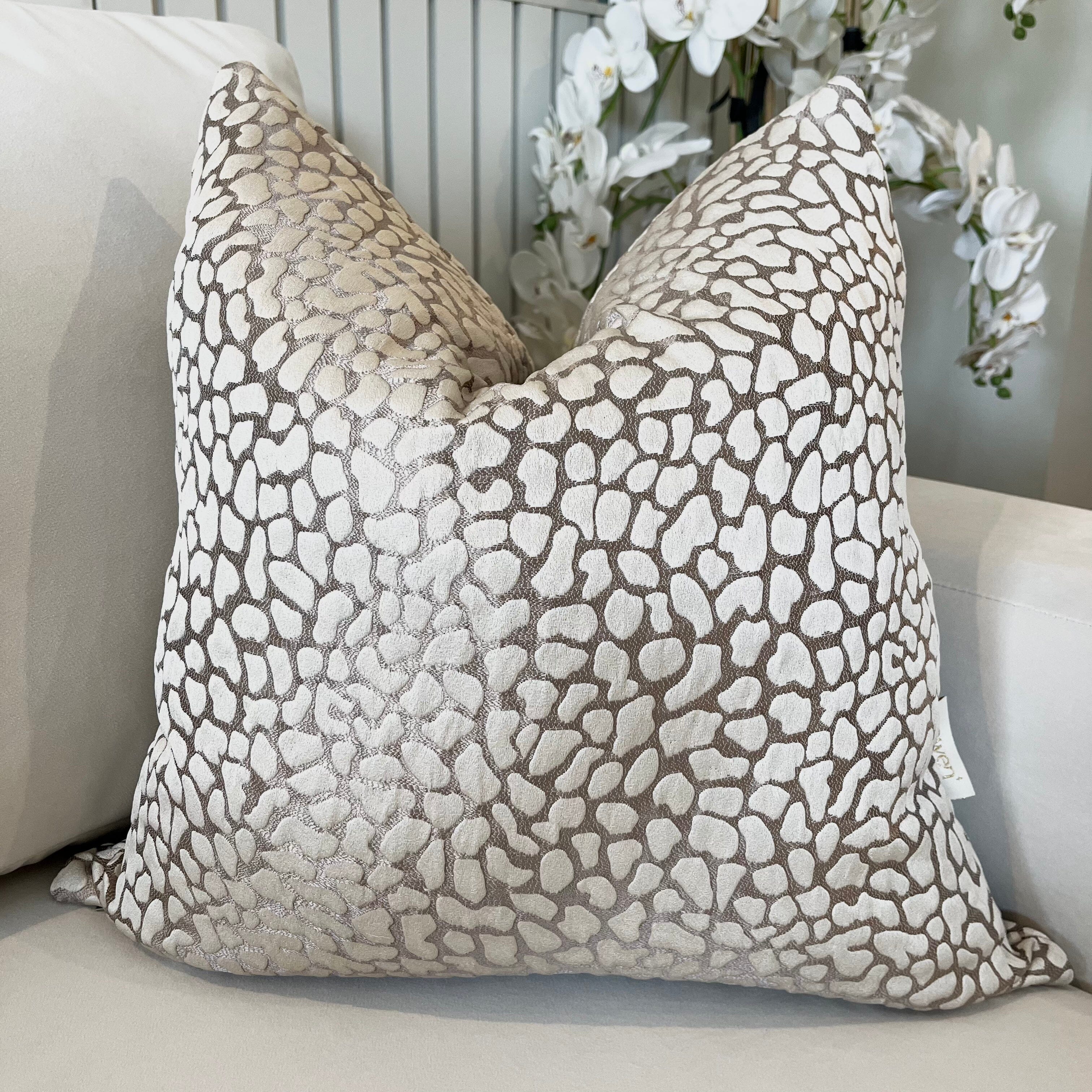 Ivy Mink & Cream Leopard Print Textured Cushion Cover - 50x50cm Textiles 