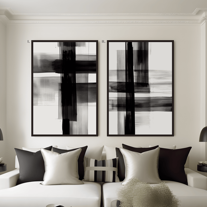 Jackson Large Monochrome Framed Canvas Wall Art - Set of 2 Accessories 