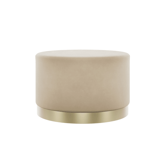 Jaycee Beige & Gold Large Round Stool Furniture 