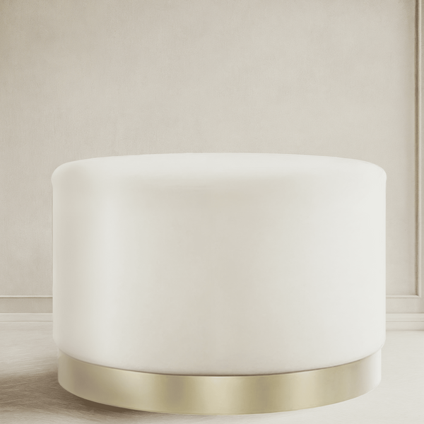 Jaycee Cream & Gold Large Round Stool Furniture 