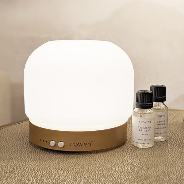 Jayla White & Gold Electronic Aroma Mist Diffuser Lamp Fragrance 