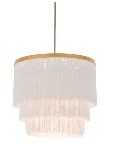 Jessamine Gold & White Medium Fringed Pendant Ceiling Light Lighting 