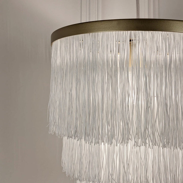 Jessamine Gold & White Medium Fringed Pendant Ceiling Light Lighting 