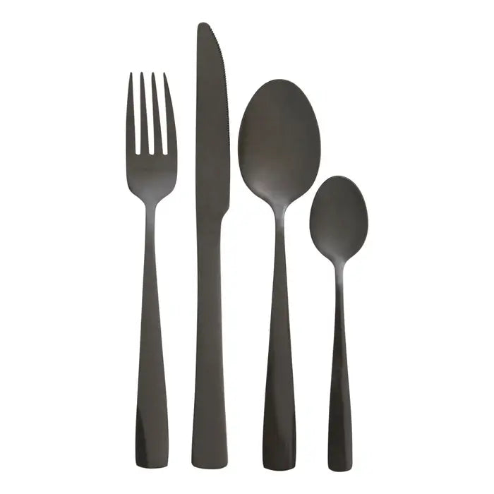 Jet Black Shine Finish 16 Piece Cutlery Set Accessories 