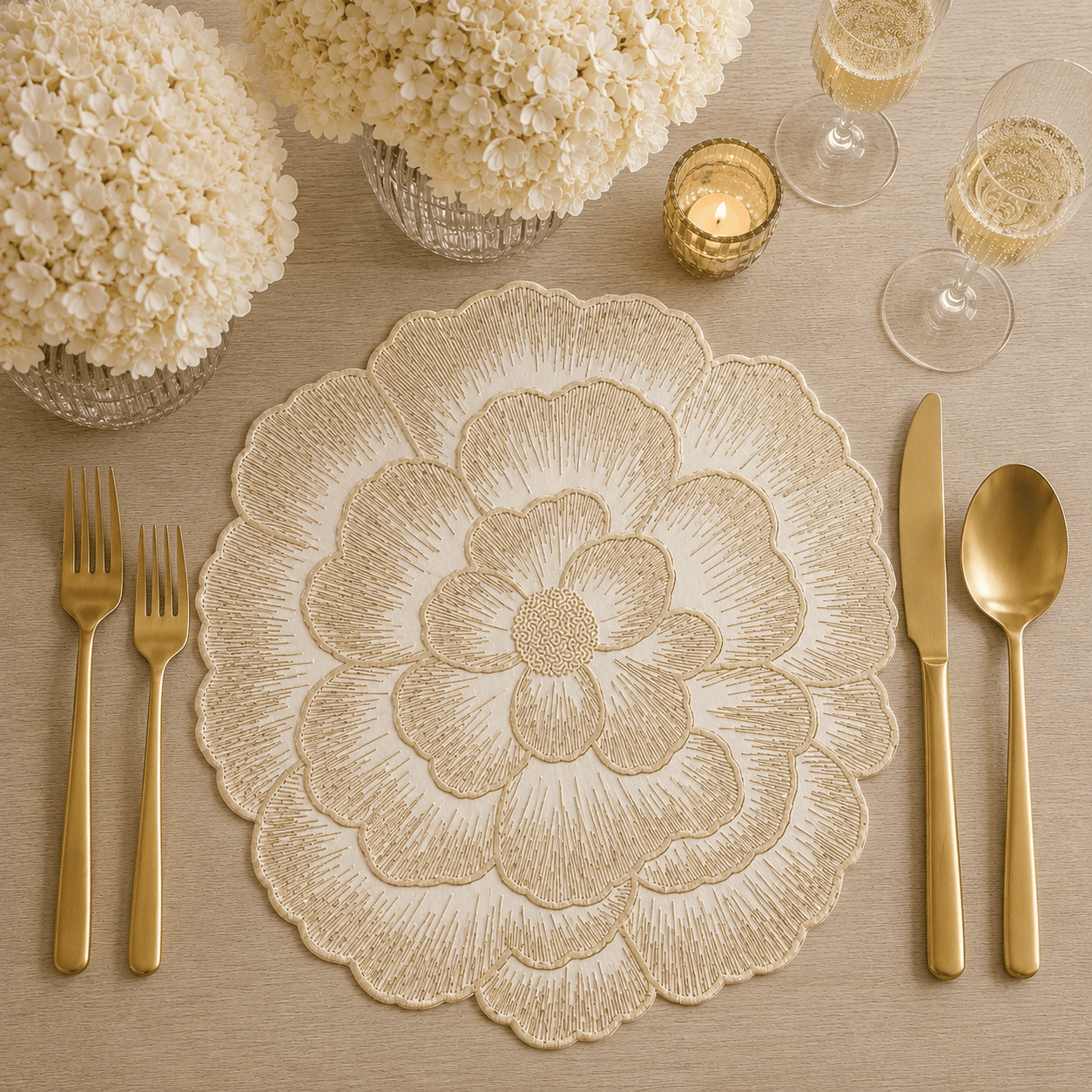 Jodie Gold Flower Placemat Accessories 