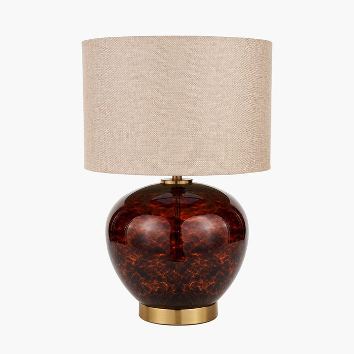 Jomelle Tortoiseshell Rounded Glass Table Lamp Lighting 