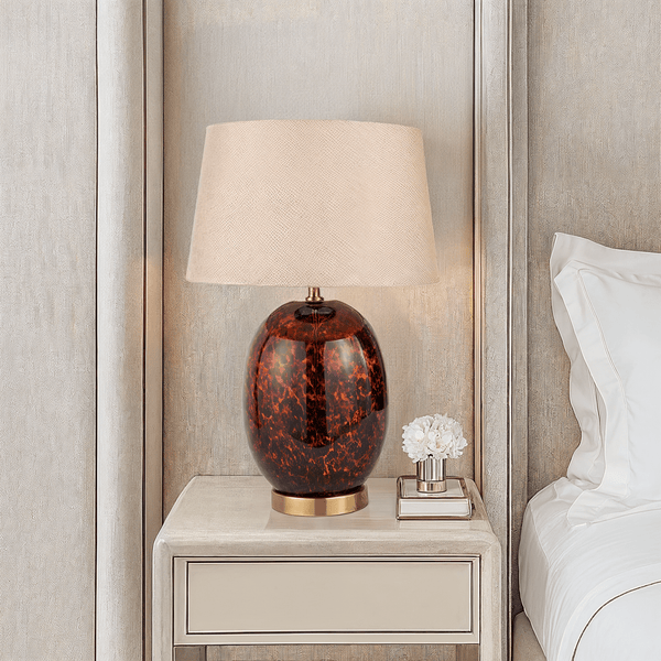 Jomelle Tortoiseshell Tall Glass Table Lamp Lighting 