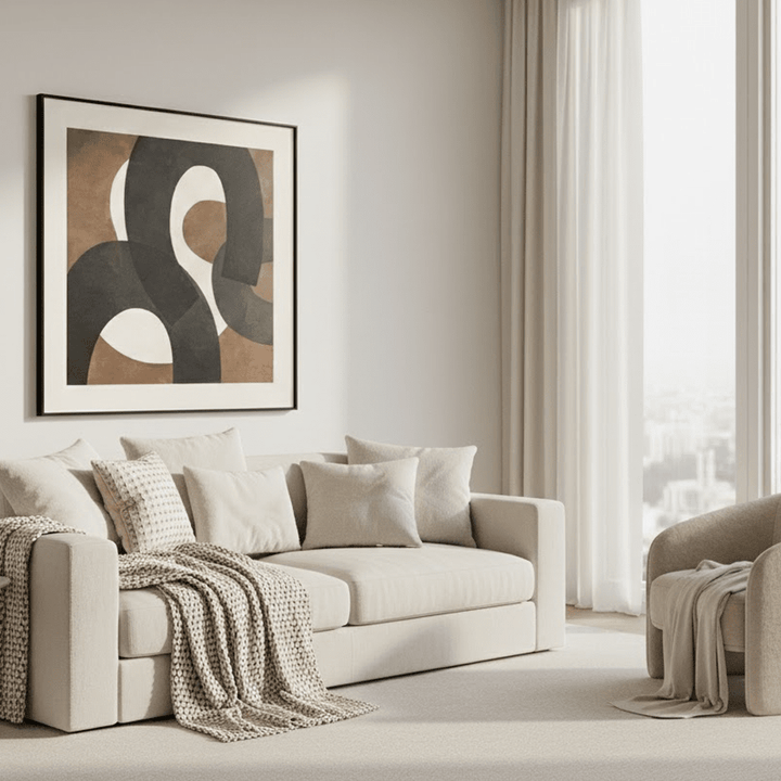 Joselia Abstract Brown, Black & Cream Wall Art - I Accessories 