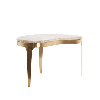 Josephine Antique Bronze Abstract Shaped Coffee Table with Taupe Marble Top Furniture 