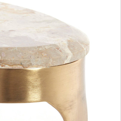 Josephine Antique Bronze Abstract Shaped Coffee Table with Taupe Marble Top Furniture 
