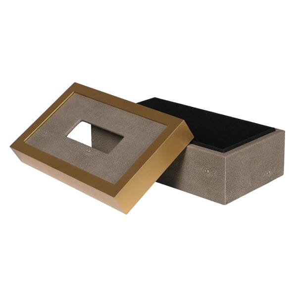 Josette Mink Shagreen & Gold Decorative Tissue Box Accessories 